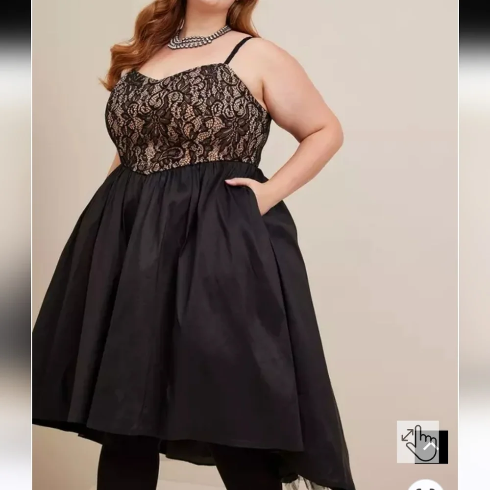 NWOT Torrid Maxi Ponte Sweetheart Neck Hi-Lo Elegant Black Lace Dress - Picture 3 of 7